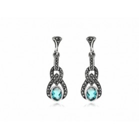 PENDIENTES PLATA MARCASITAS TOPACIO AZUL