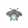 BROCHE PLATA MARCASITAS MOSCA TOP AZUL