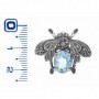 BROCHE PLATA MARCASITAS MOSCA TOP AZUL